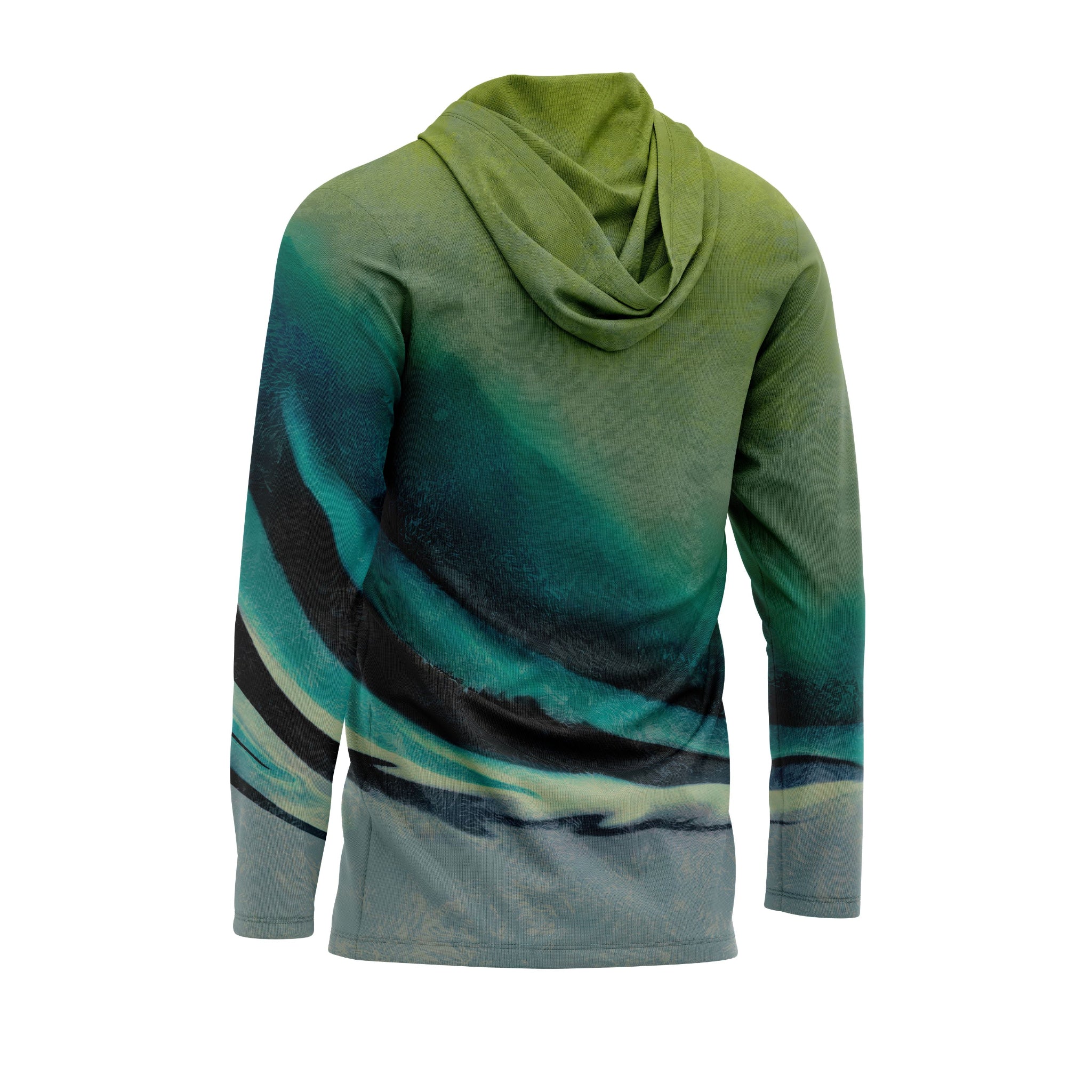 Roosterfish Men's Hooded Performance Shirt – Lightweight, moisture-wicking fishing shirt for active outdoor use with UPF sun protection