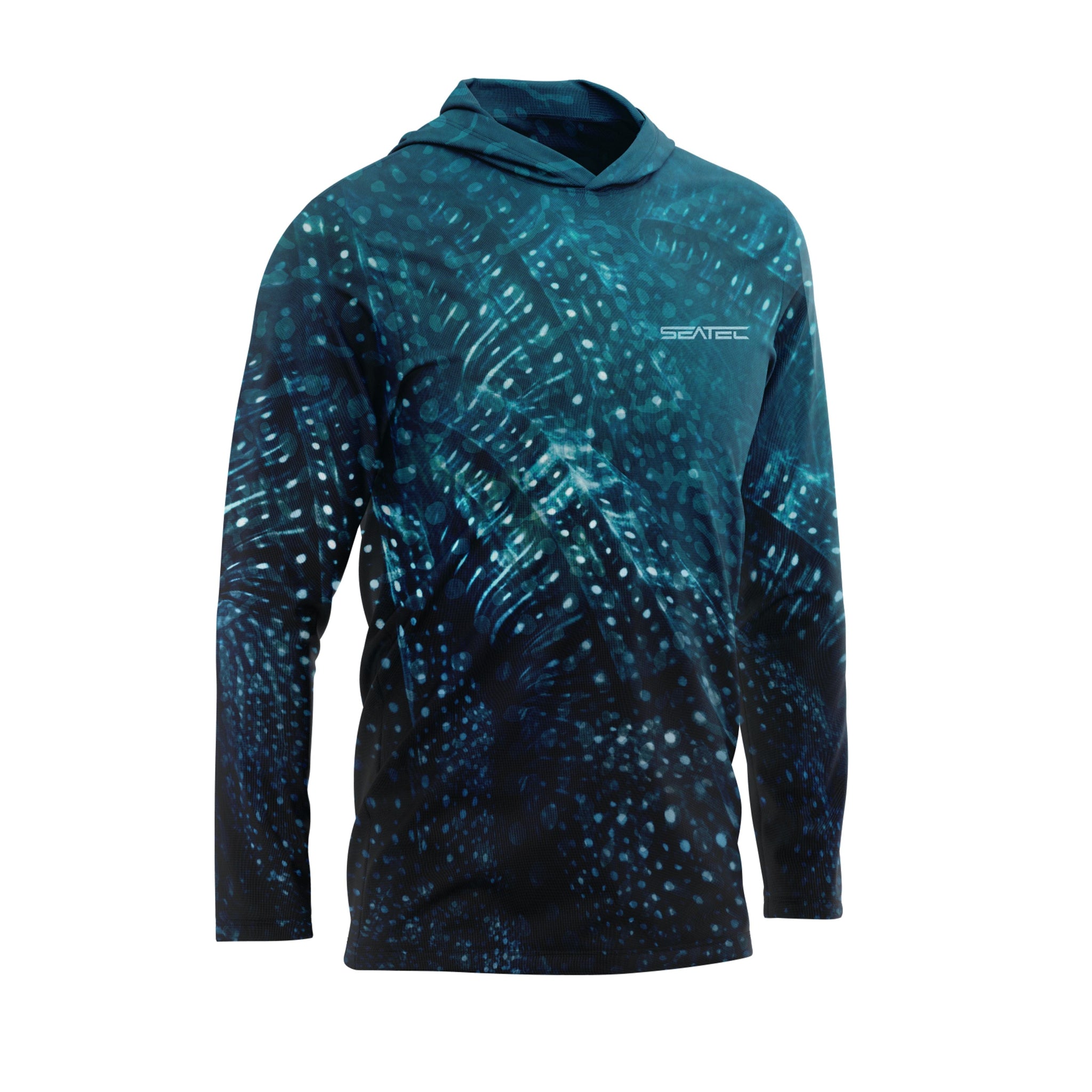 Whale Shark Men's Hooded Performance Shirt – Lightweight, moisture-wicking fishing shirt for active outdoor use with UPF sun protection