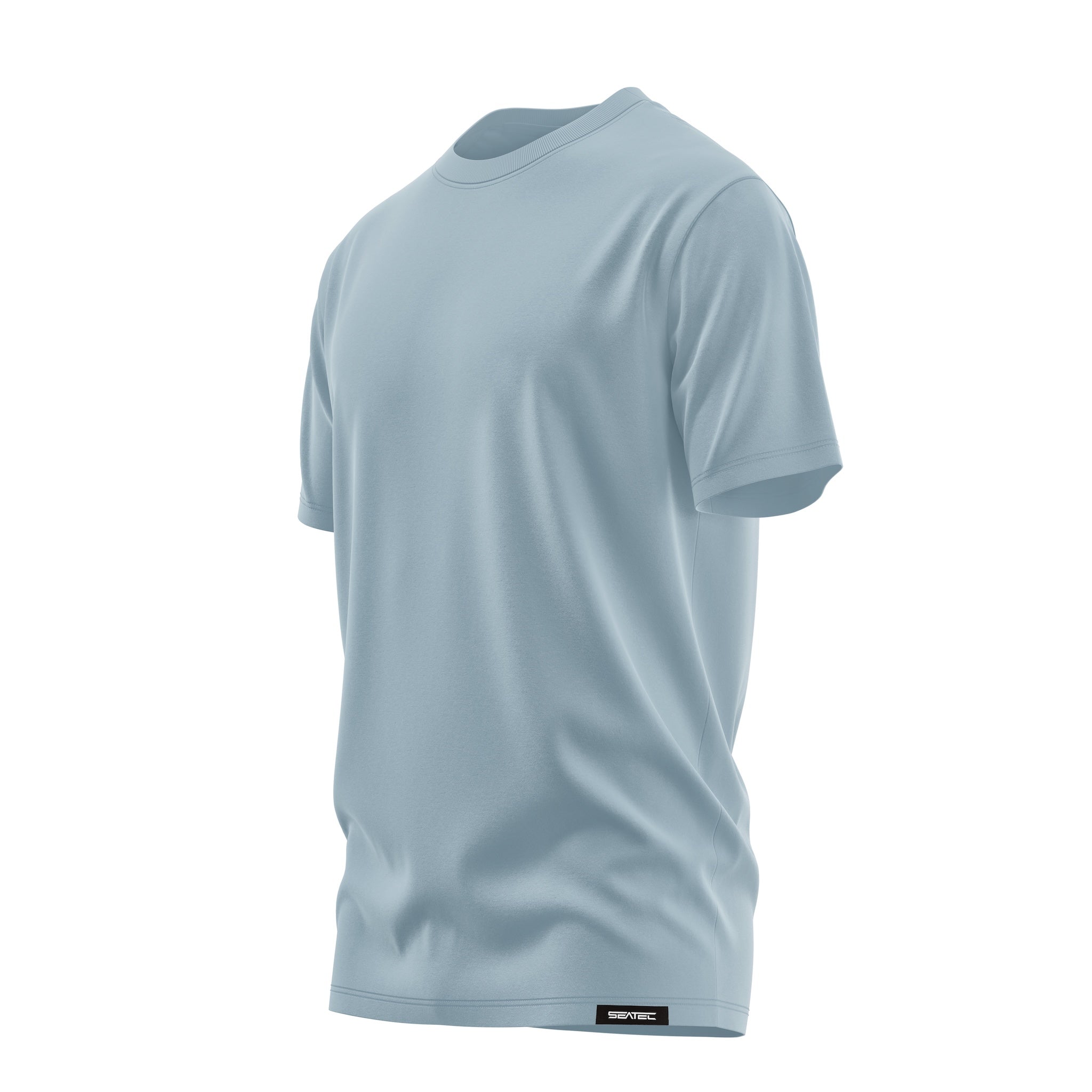 Sky Blue Men's Crew Performance Short Sleeve Shirt – Lightweight, moisture-wicking fishing shirt for active outdoor use with UPF sun protection