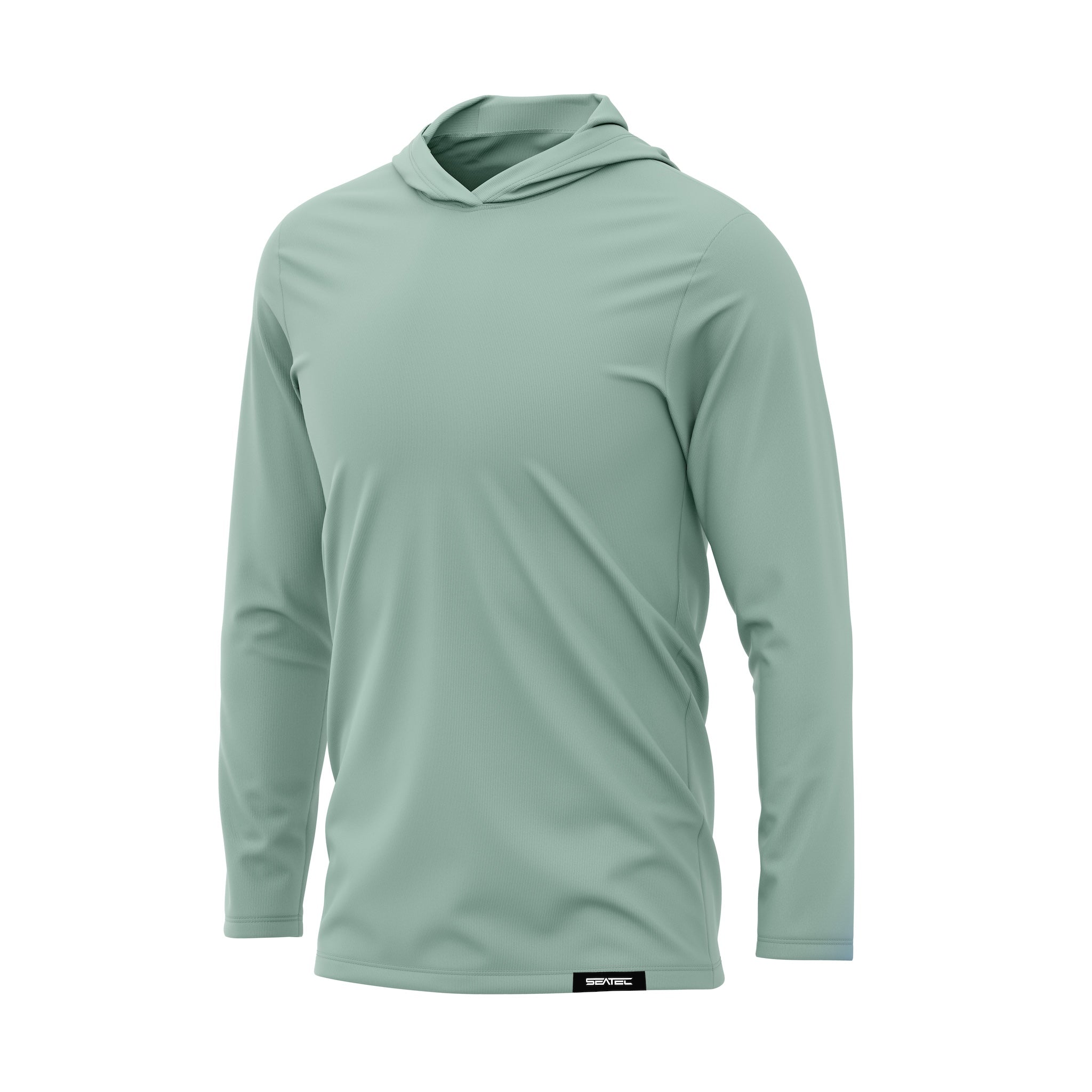 Seafoam Men's Hooded Performance Long Sleeve Shirt – Lightweight, moisture-wicking fishing shirt for active outdoor use with UPF sun protection