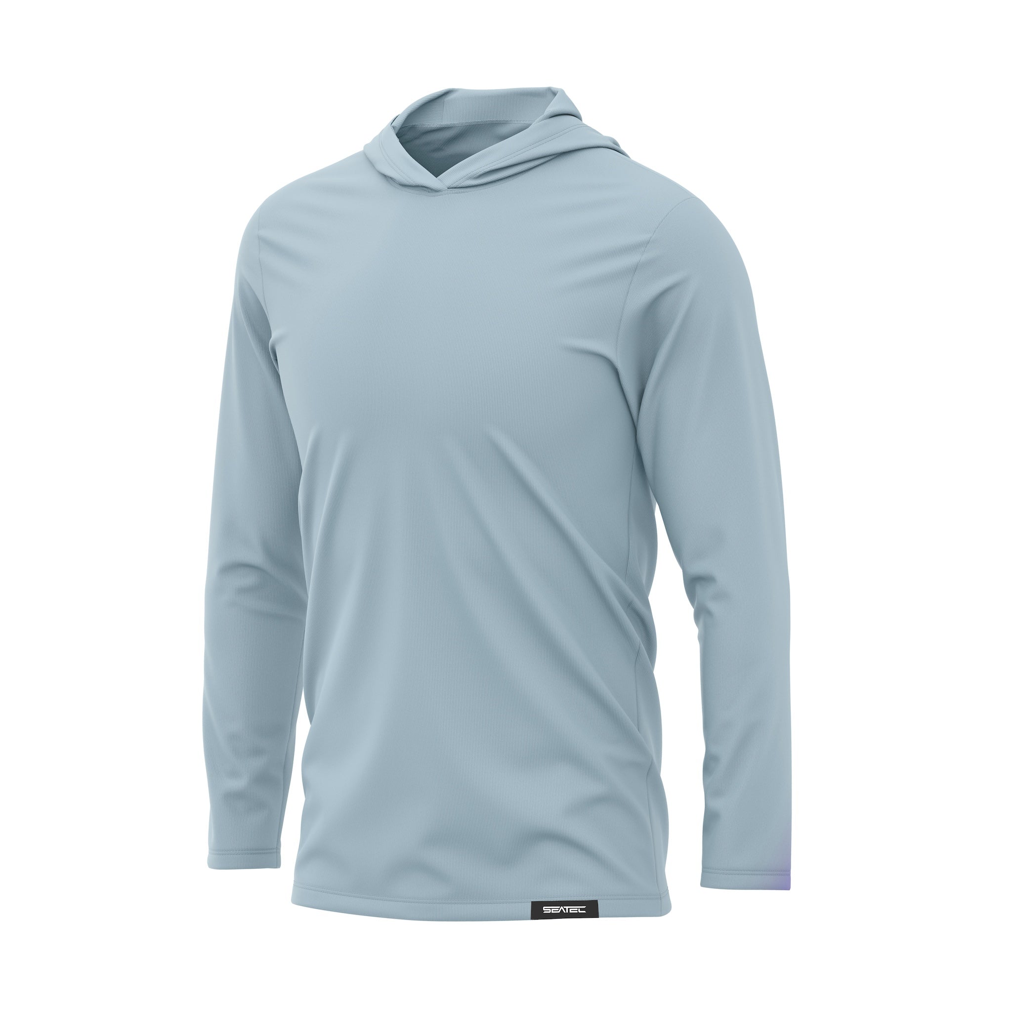 Sky Blue Men's Hooded Performance Long Sleeve Shirt – Lightweight, moisture-wicking fishing shirt for active outdoor use with UPF sun protection