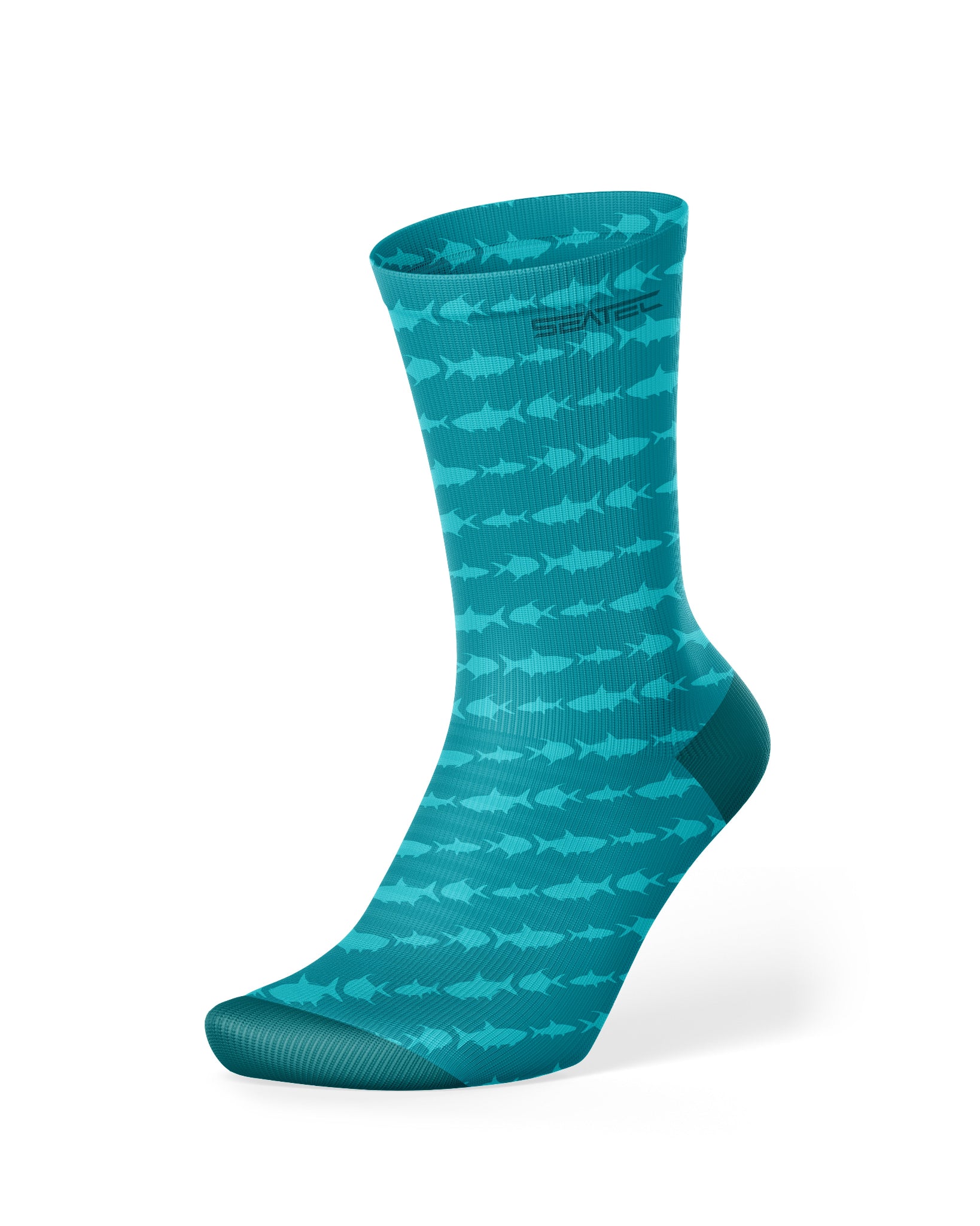 Wildflowersstore Fly Slam Crew Sock featuring a 3 fish fly fishing slam design, breathable moisture-wicking fabric for comfort and performance