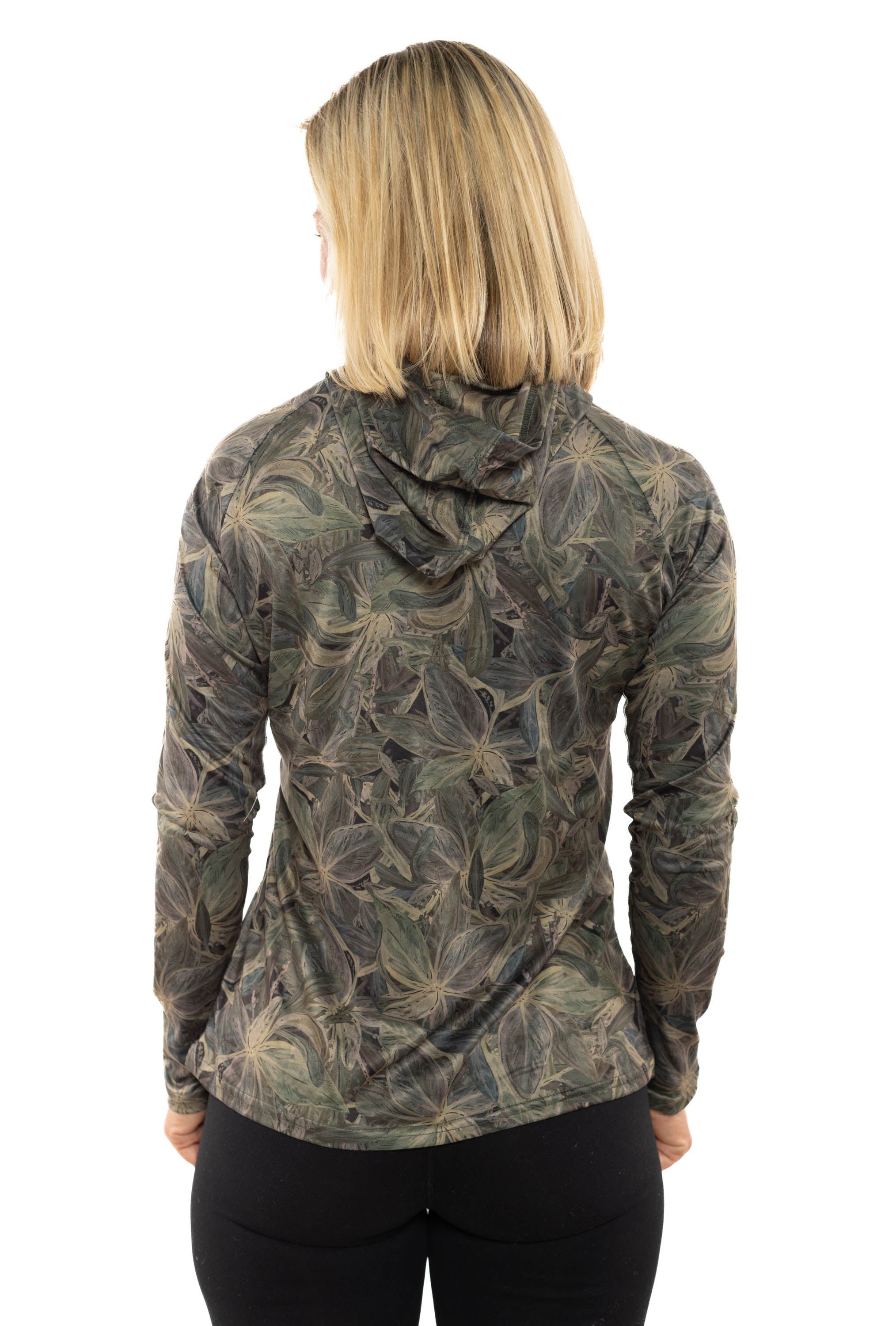 Seatec Women's Mangrove Camo Hooded Performance Shirt – Lightweight, moisture-wicking fishing shirt for active outdoor use with UPF sun protection